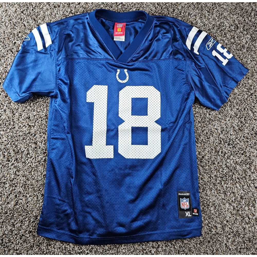 Vtg NFL Reebok Boys Sz XL Peyton Manning Jersey #18 Indianapolis Colts Football